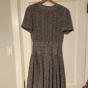 Vintage 90s Liz Claiborne Pleated Black and White Dress